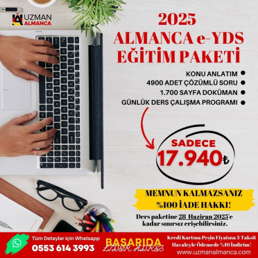 2025 ALMANCA e-YDS EĞİTİM PAKETİ (Erişim 28 Haziran 2025'e kadar!)