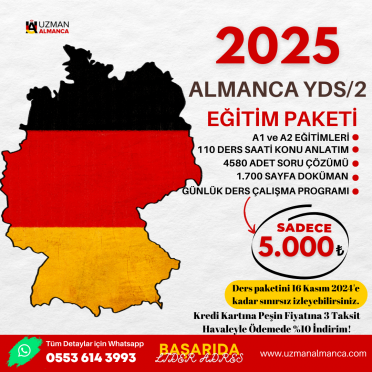 2025 ALMANCA YDS/2 EĞİTİM PAKETİ (Erişim 16 Kasım 2025'e kadar!)