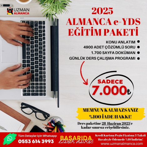 2025 ALMANCA e-YDS EĞİTİM PAKETİ (Erişim 28 Haziran 2025'e kadar!)