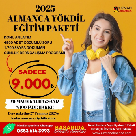 2025 ALMANCA YÖKDİL/2 EĞİTİM PAKETİ (Erişim 27 Temmuz 2025'e kadar!)