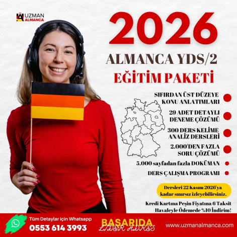 ALMANCA YDS/2 EĞİTİM PAKETİ (22 Kasım 2026'ya kadar erişime açık!)
