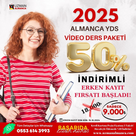 ERKEN KAYIT FIRSATIYLA 2025 ALMANCA YDS VİDEO DERS